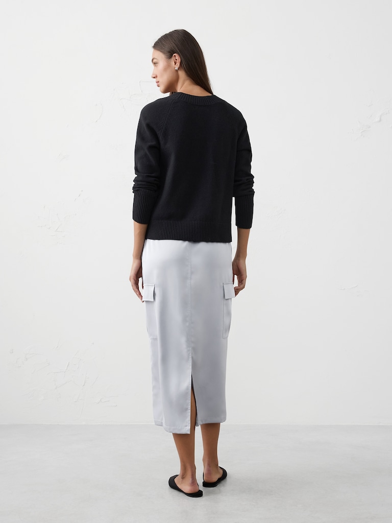 Satin Cargo Midi Skirt