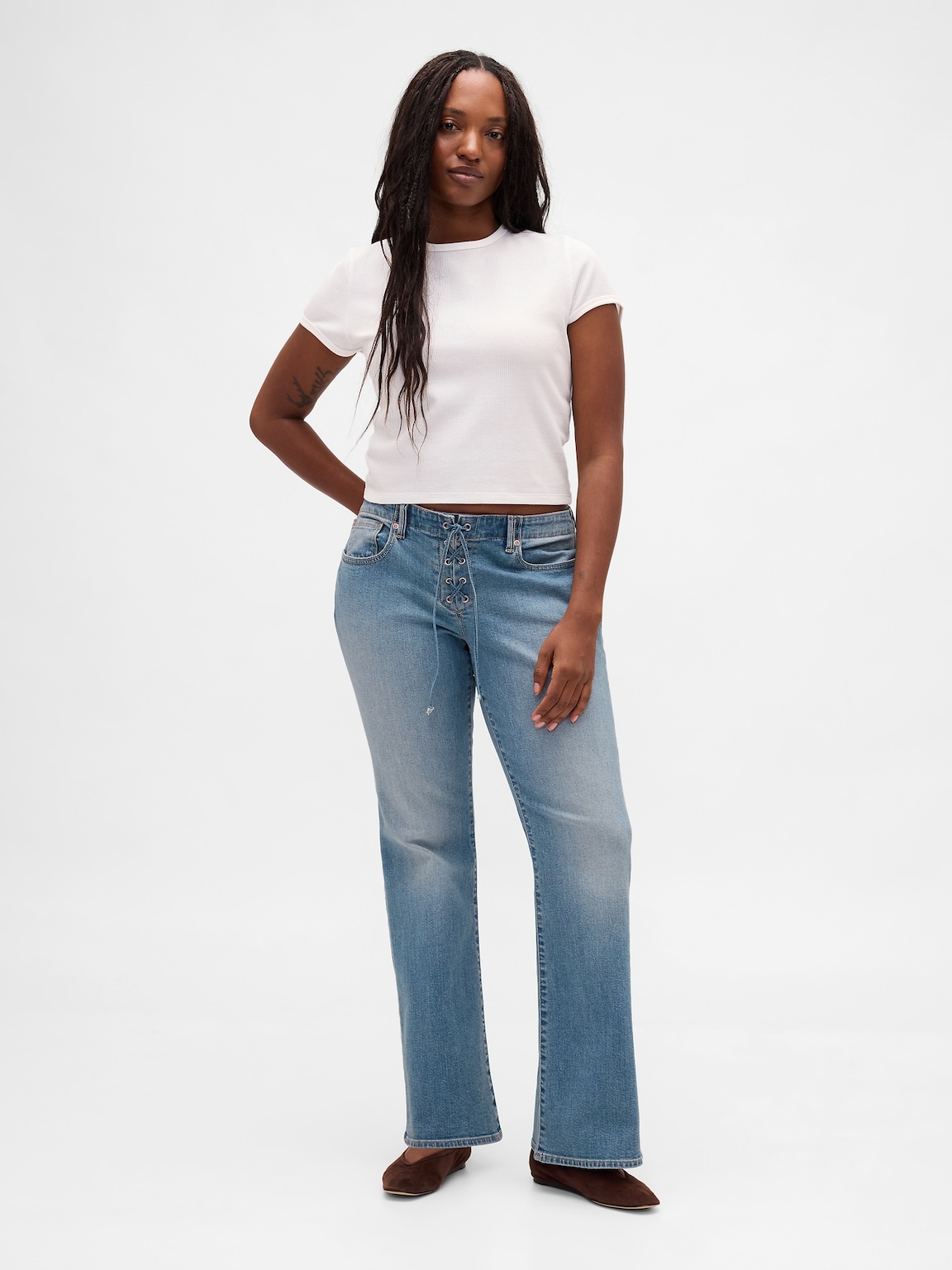 Low Rise Lace-Up Long & Lean Jeans