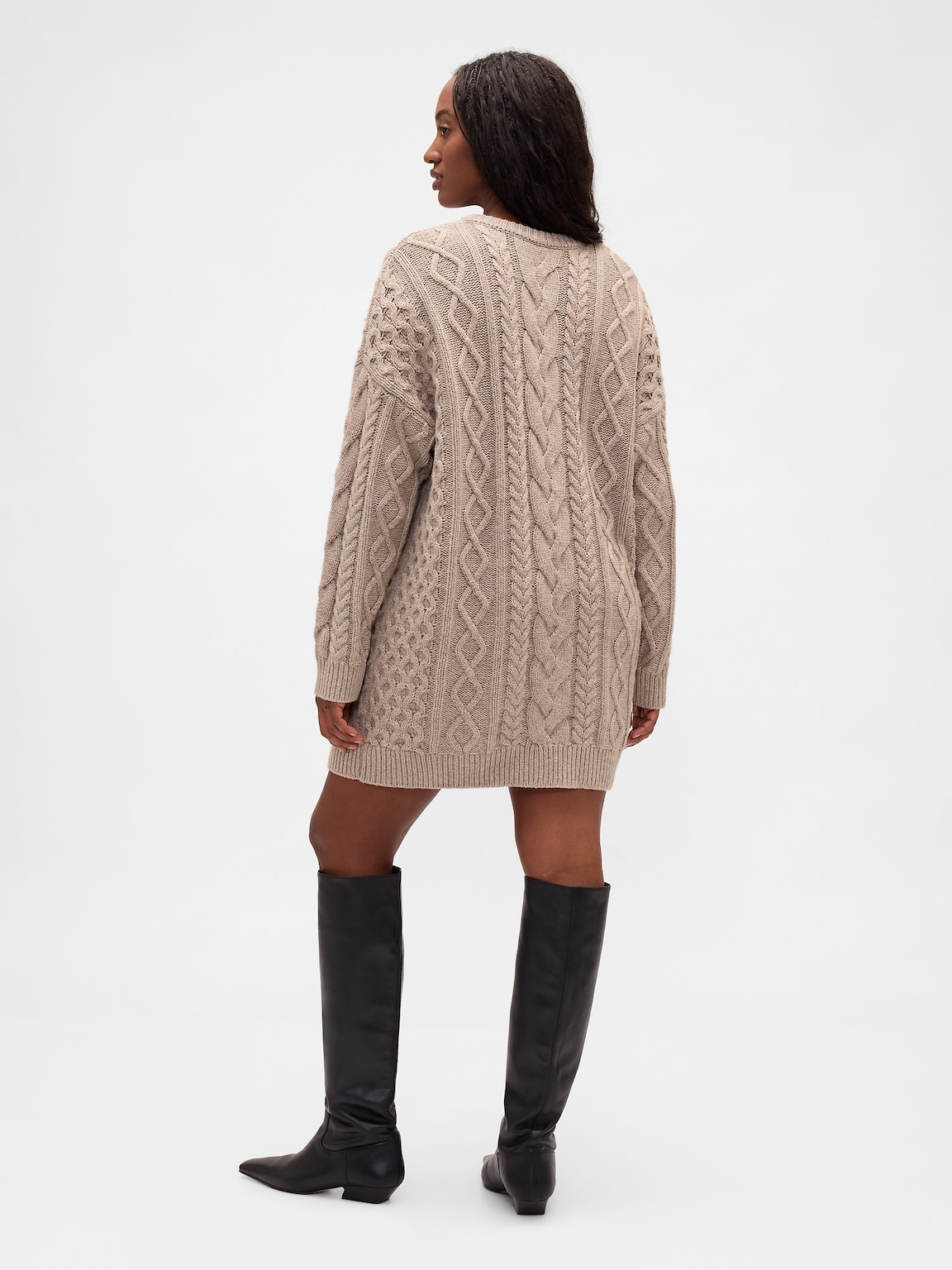 Cable-Knit Mini Sweater Dress