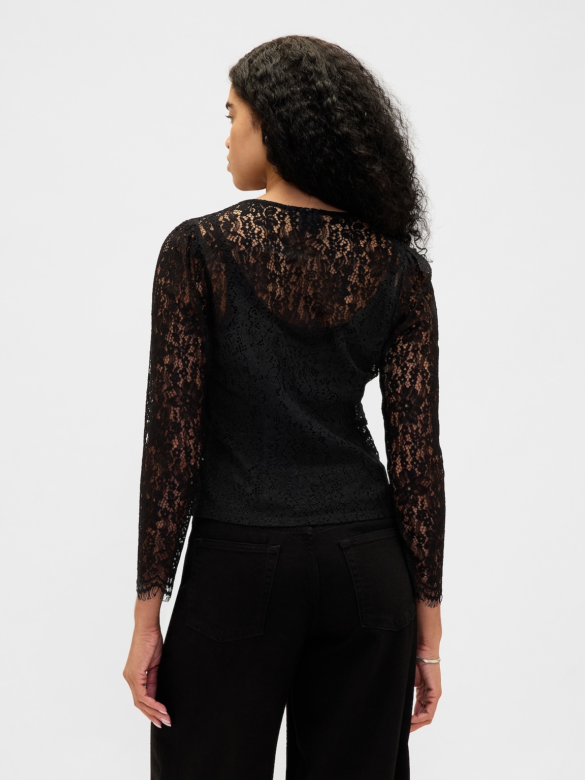 Lace Button-Front Top
