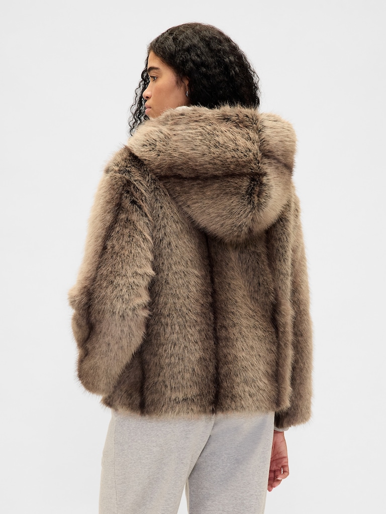 Faux Fur Relaxed Zip Hoodie