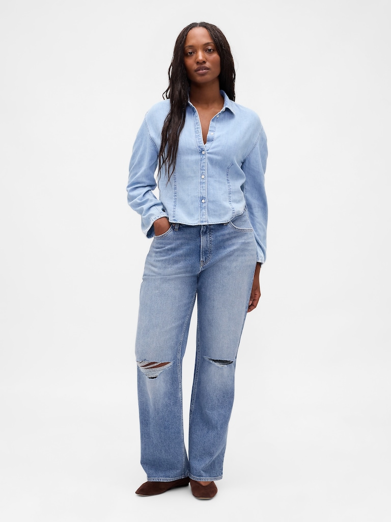 Mid Rise Relaxed Straight Jeans