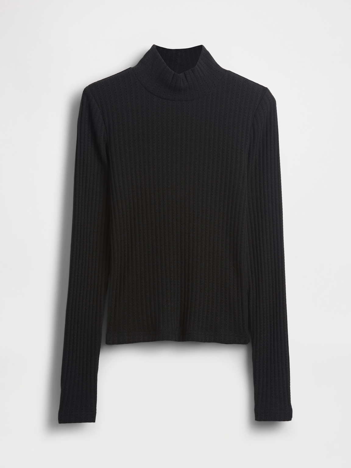 Pointelle Rib Crop Turtleneck