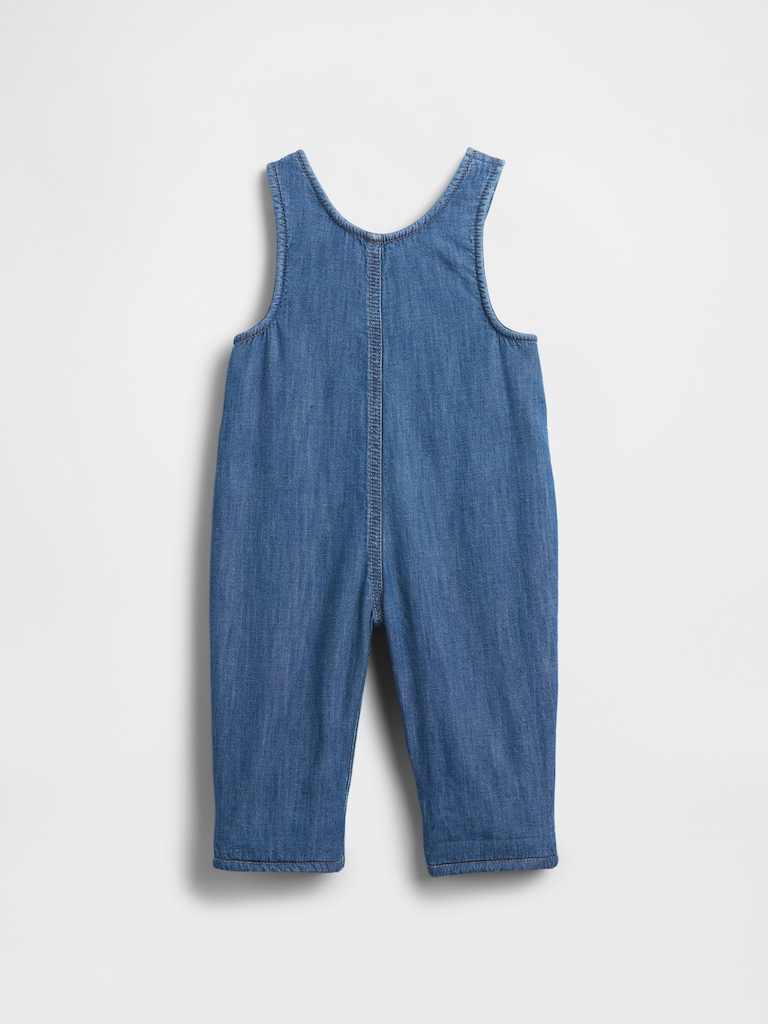 Baby Cozy-Lined Denim Bear Pocket Overalls