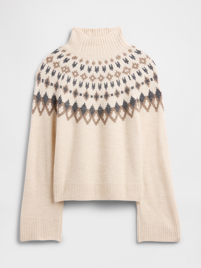 Relaxed Fair Isle Mockneck Sweater