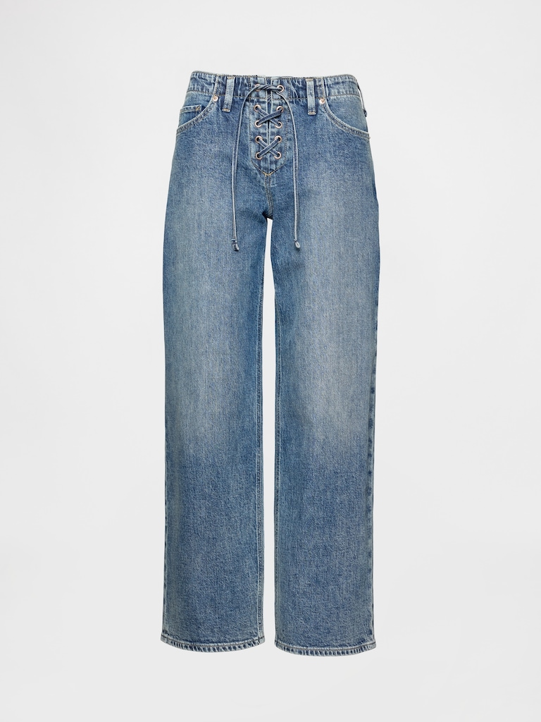 Low Rise '90s Loose Lace-Up Jeans