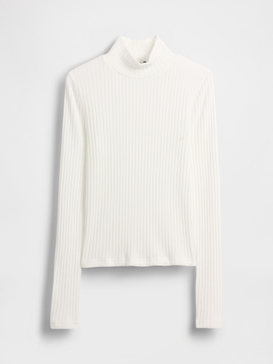 Pointelle Rib Crop Turtleneck