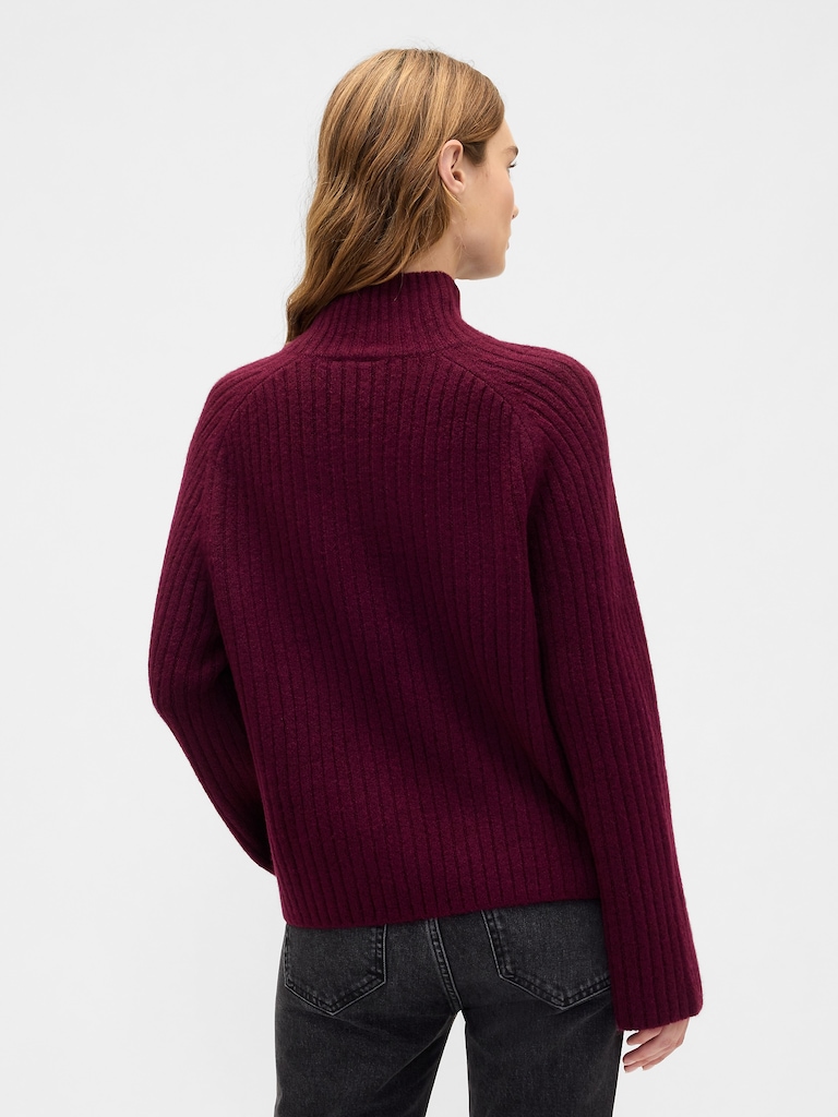 Relaxed Ribbed Mockneck Sweater