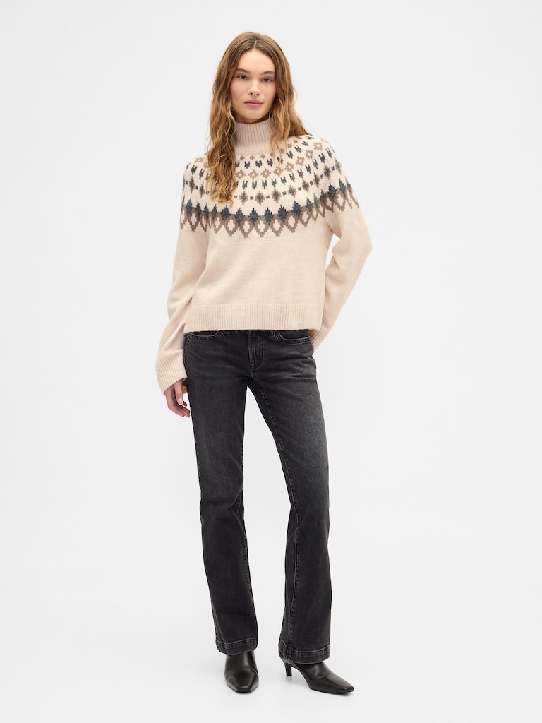 Relaxed Fair Isle Mockneck Sweater