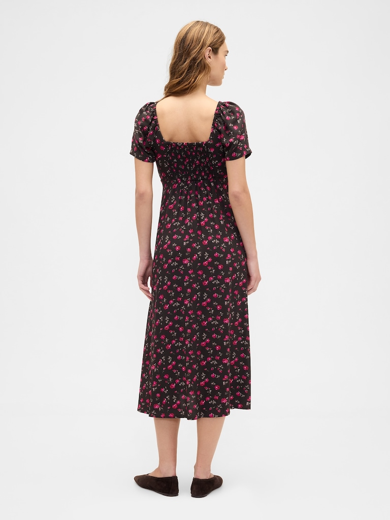 Puff Sleeve Midi Dress