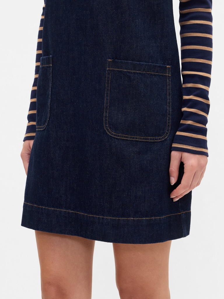 Denim V-Neck Mini Dress