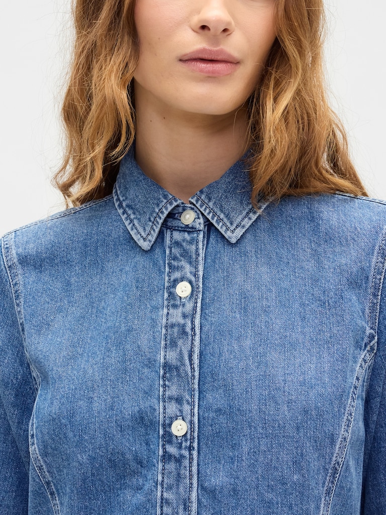 Denim Peplum Mini Dress