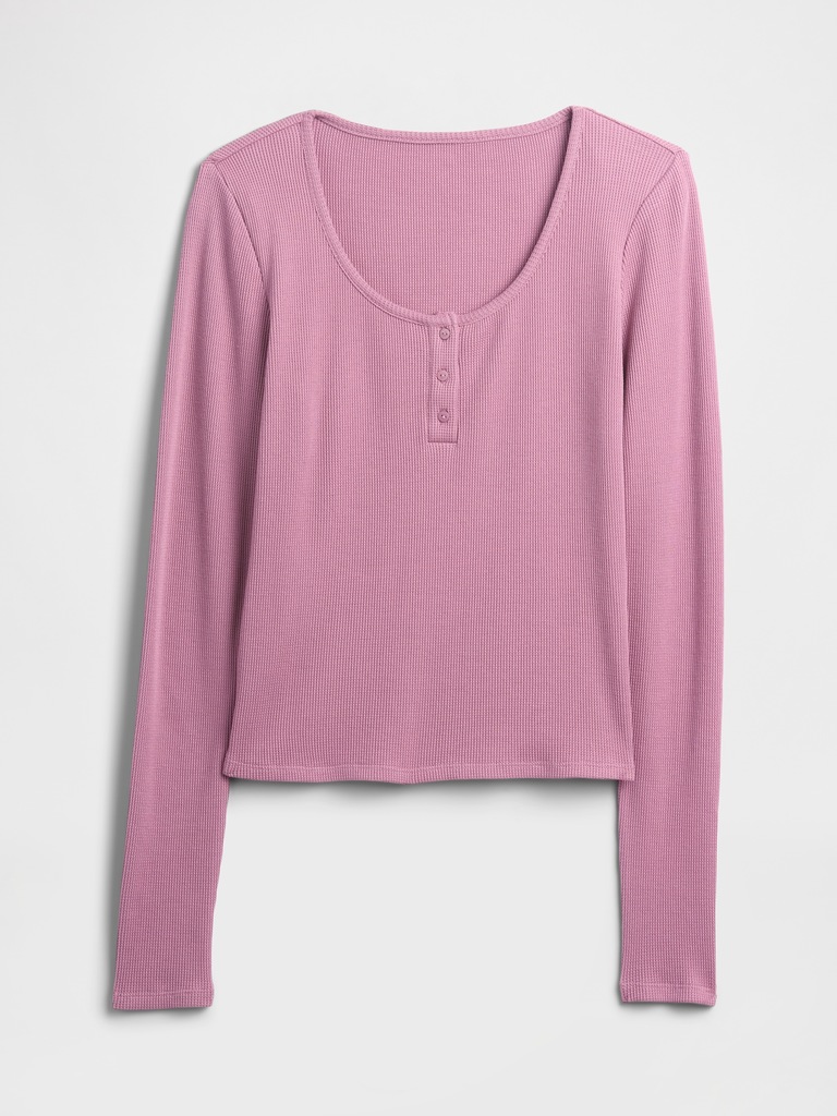 Waffle-Knit Henley PJ Top