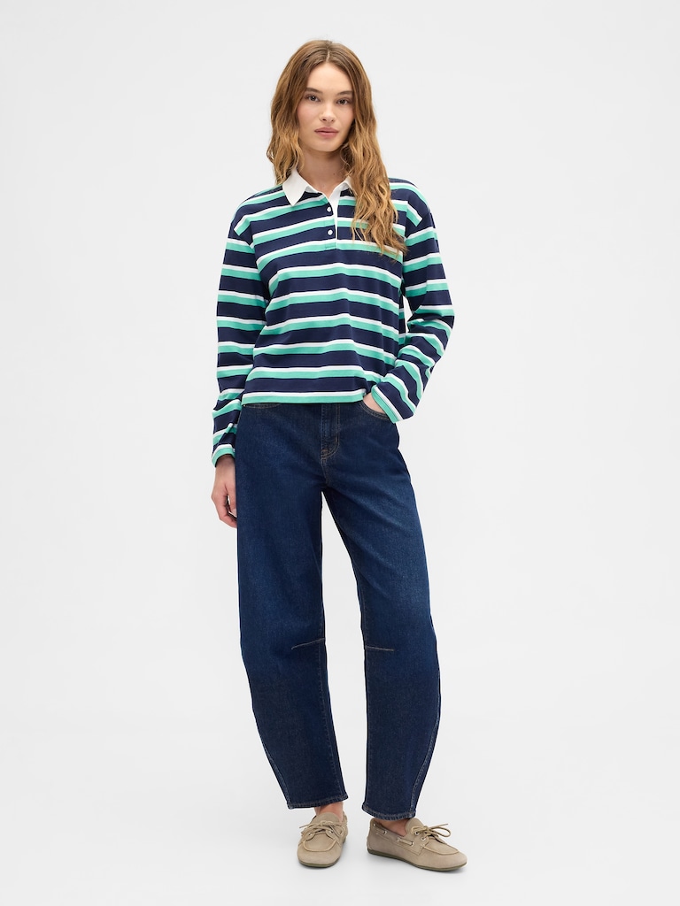 Oversized Stripe Rugby Polo Shirt