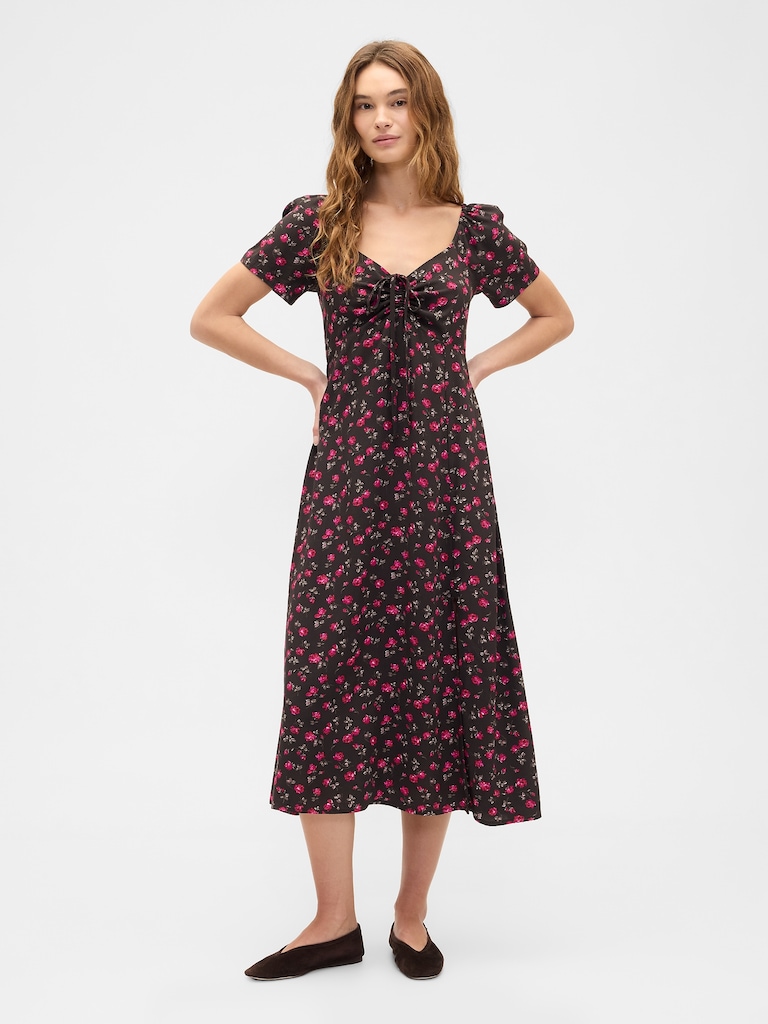 Puff Sleeve Midi Dress