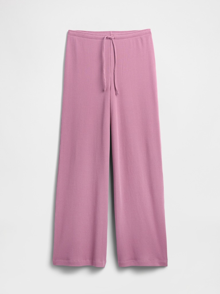 Waffle-Knit Wide-Leg PJ Pants