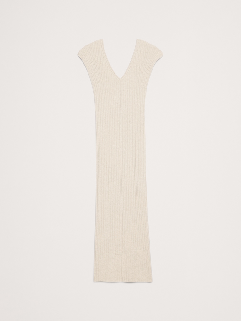 Merino-Cotton Maxi Dress with Open Back