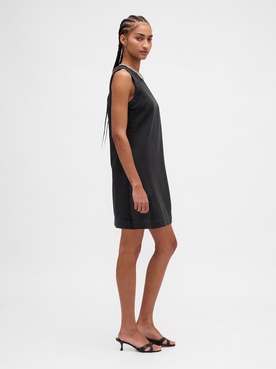 Jewel-Neck Mini Shift Dress
