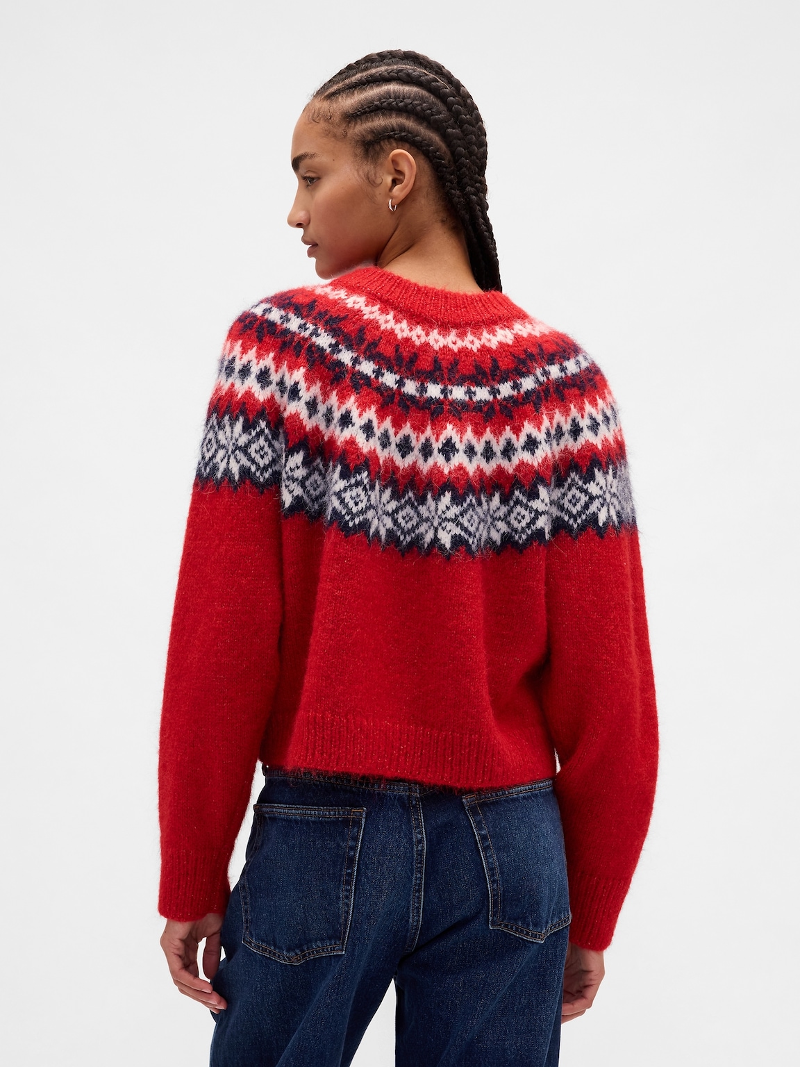 Fuzzy Fair Isle Cardigan Sweater