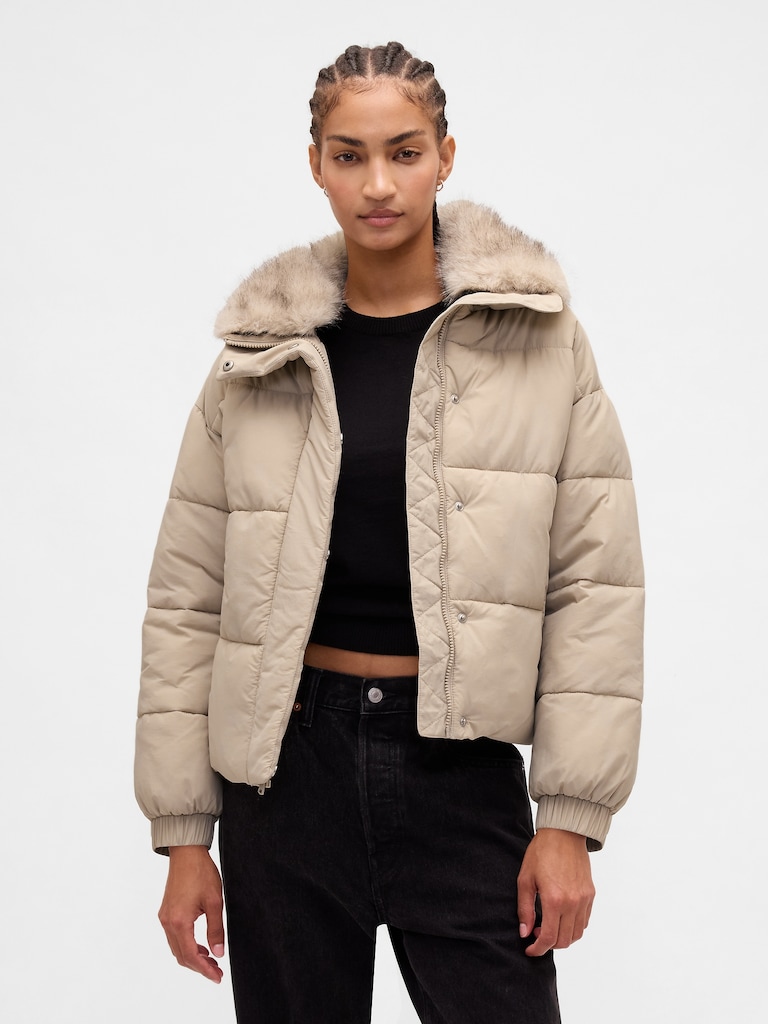 Fur-Trim Puffer Jacket