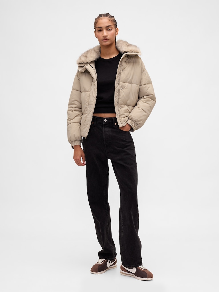 Fur-Trim Puffer Jacket