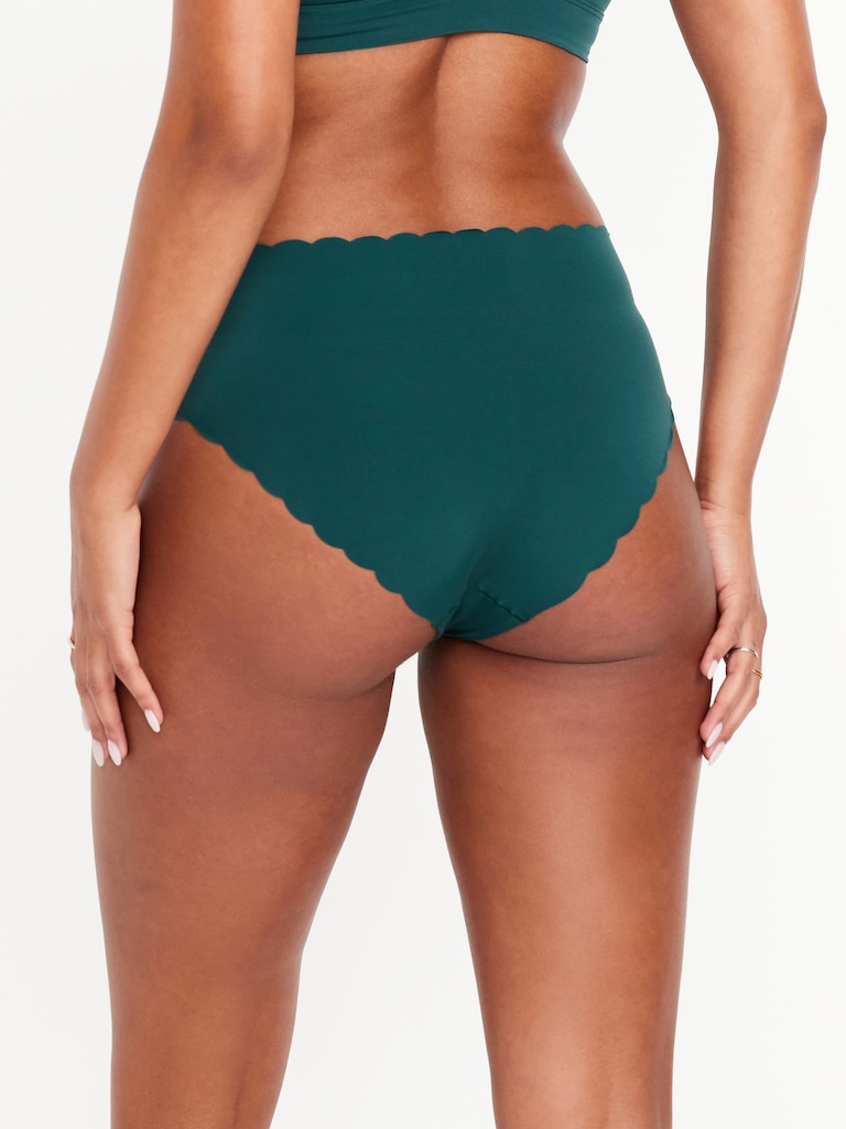 Low-Rise No-Show Scalloped Hipster Underwear