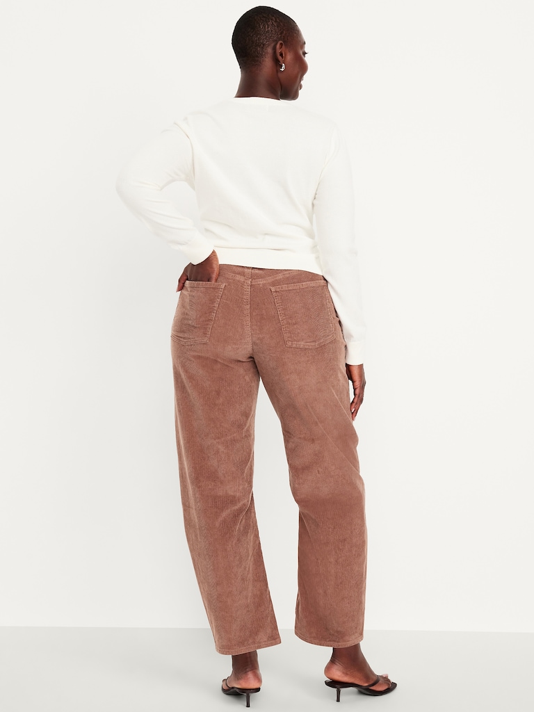 High-Waisted Barrel Ankle Corduroy Pants