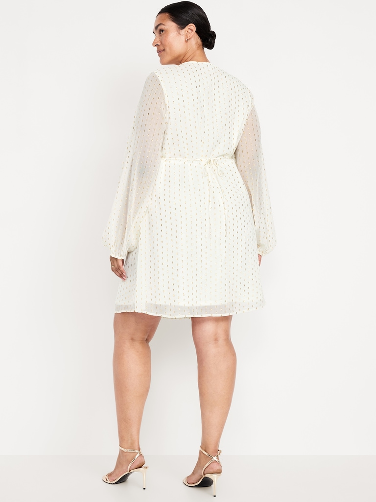 V-Neck Swiss Dot Mini Dress