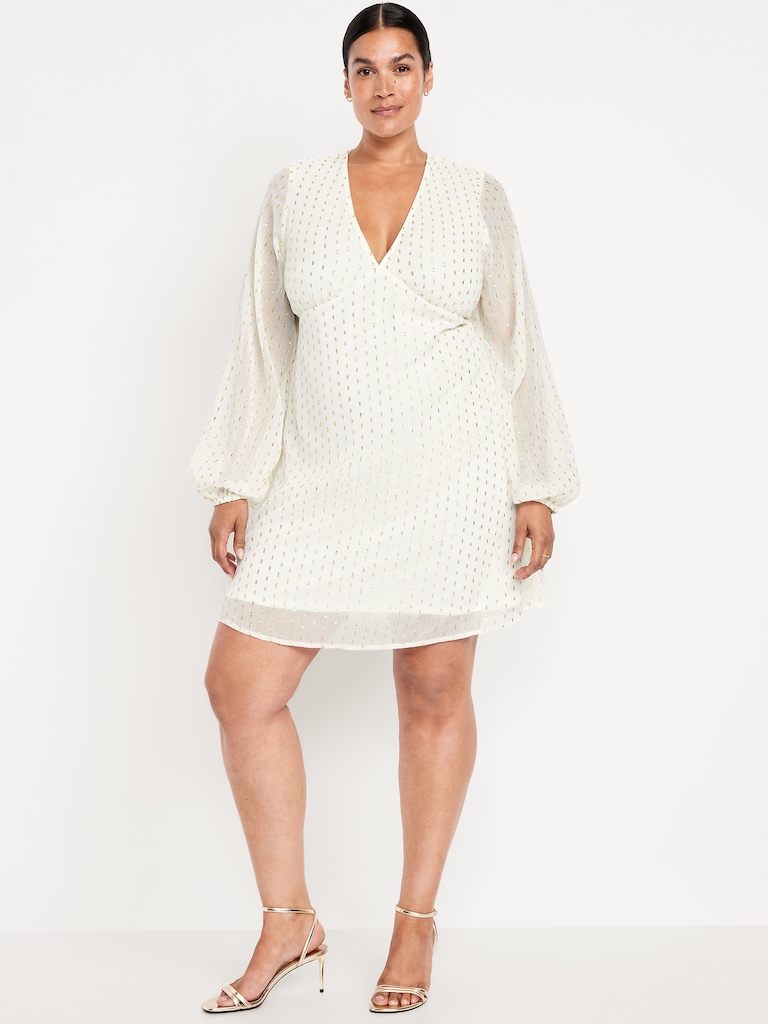 V-Neck Swiss Dot Mini Dress