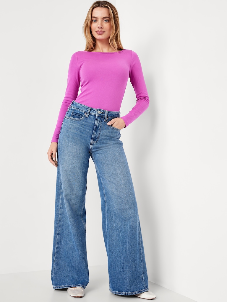 Snug Long-Sleeve Boatneck T-Shirt