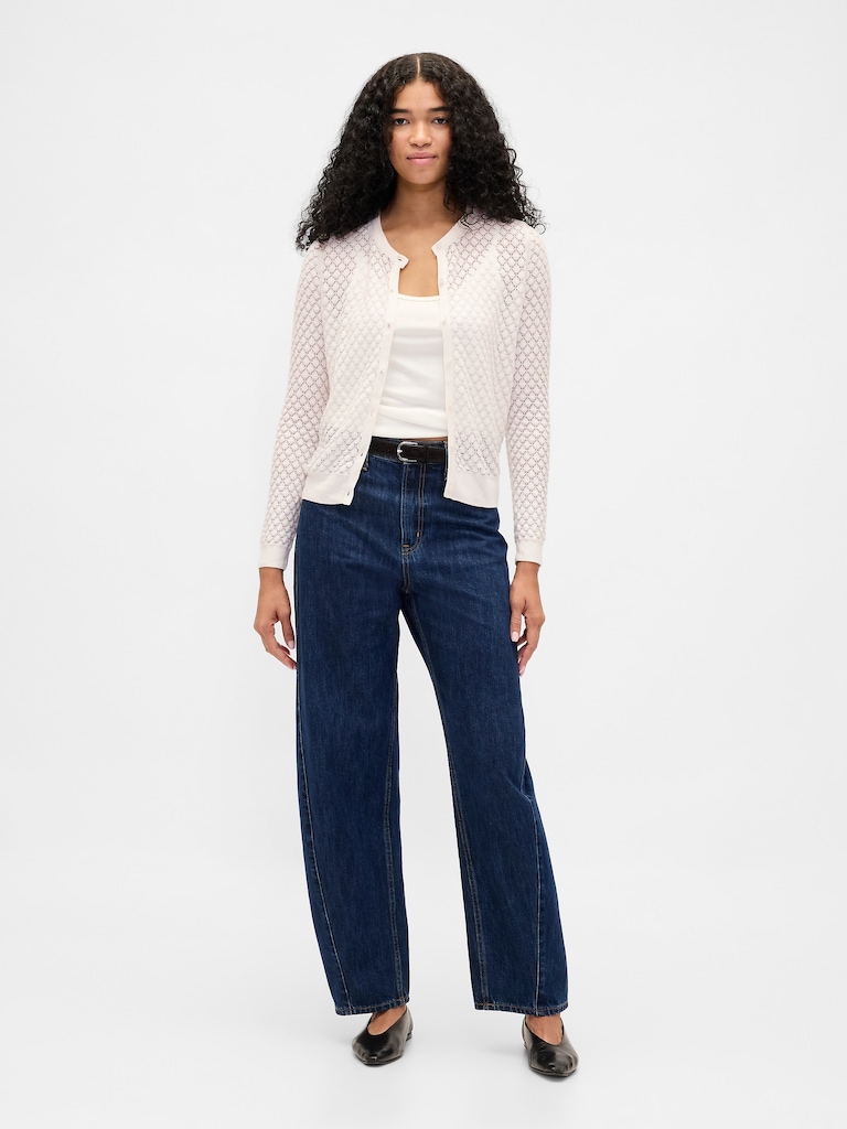 CashSoft Stretch Pointelle Cardigan