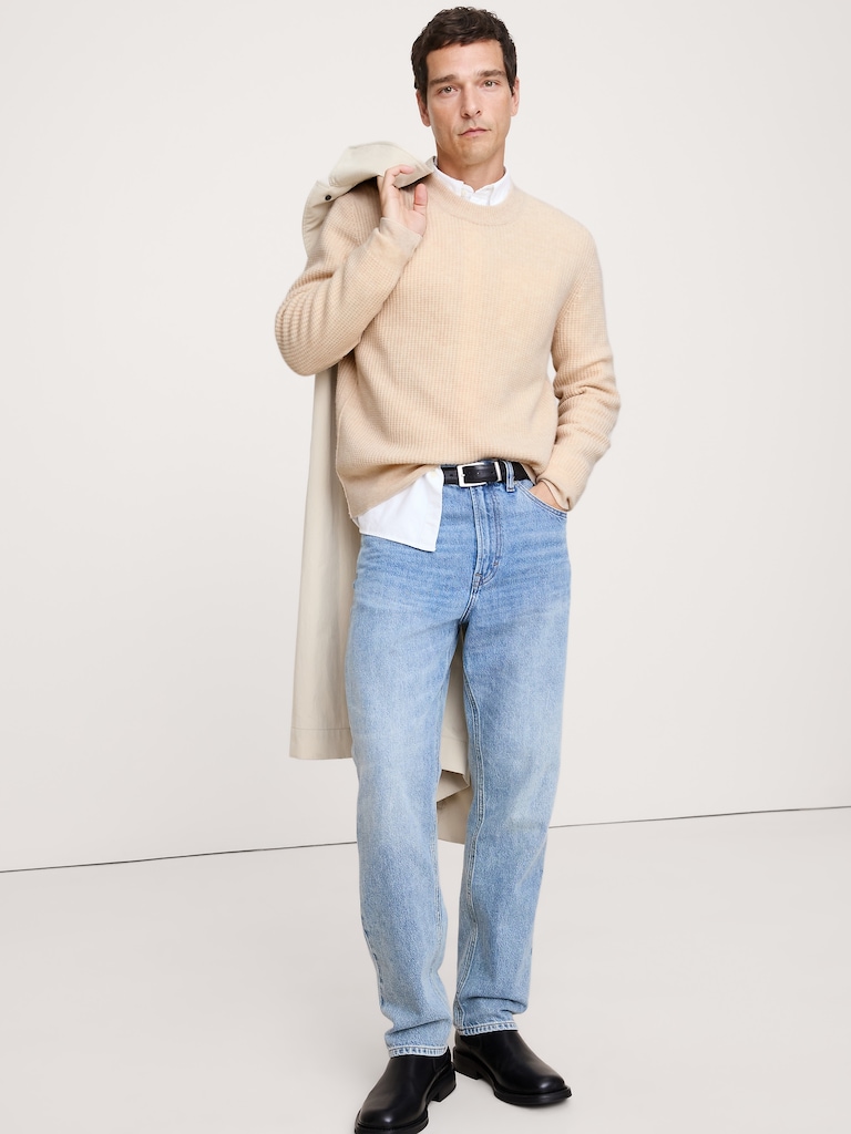 Italian Merino-Cashmere Waffle-Knit Sweater