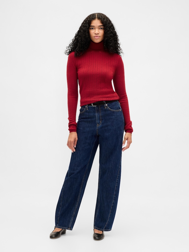 Pointelle Turtleneck Sweater