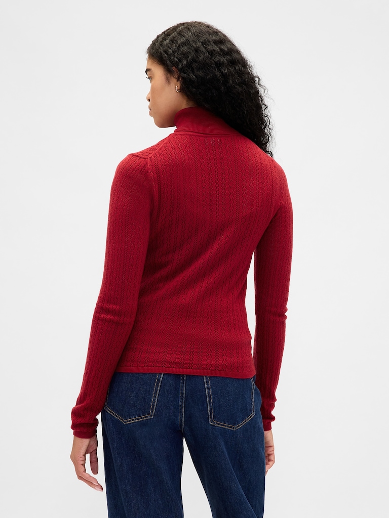 Pointelle Turtleneck Sweater