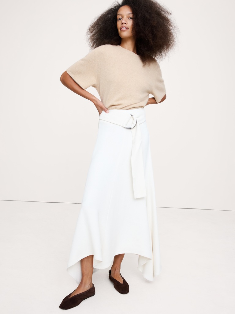 Pebbled Crepe Maxi Skirt