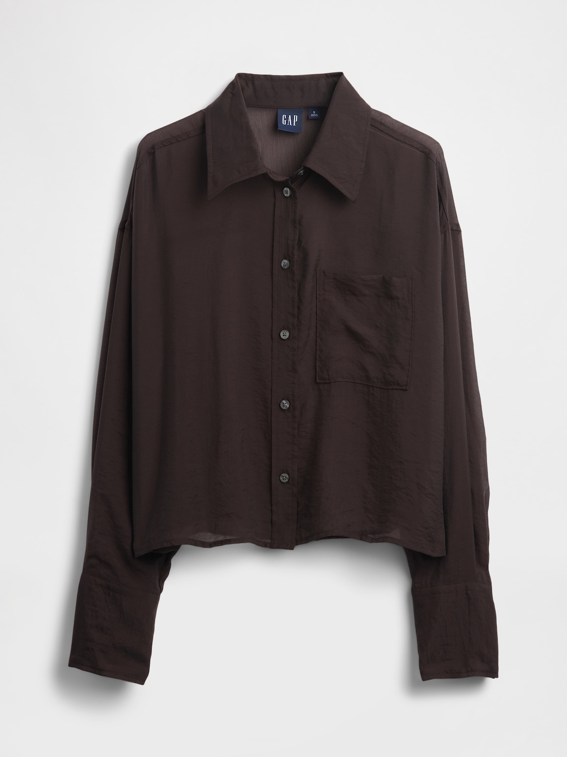 Sheer Straight-Hem Crop Shirt