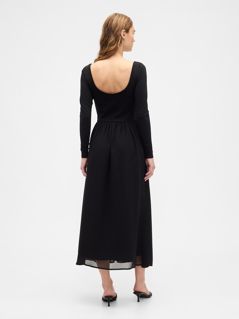Recycled Chiffon-Trim Midi Dress