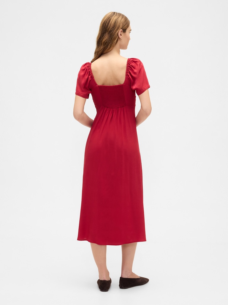 Puff Sleeve Midi Dress