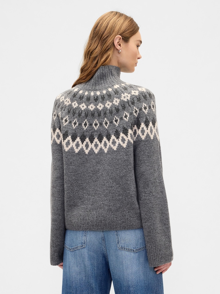 Relaxed Fair Isle Mockneck Sweater
