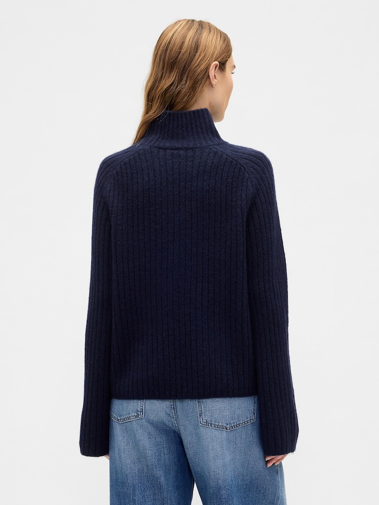 Relaxed Ribbed Mockneck Sweater