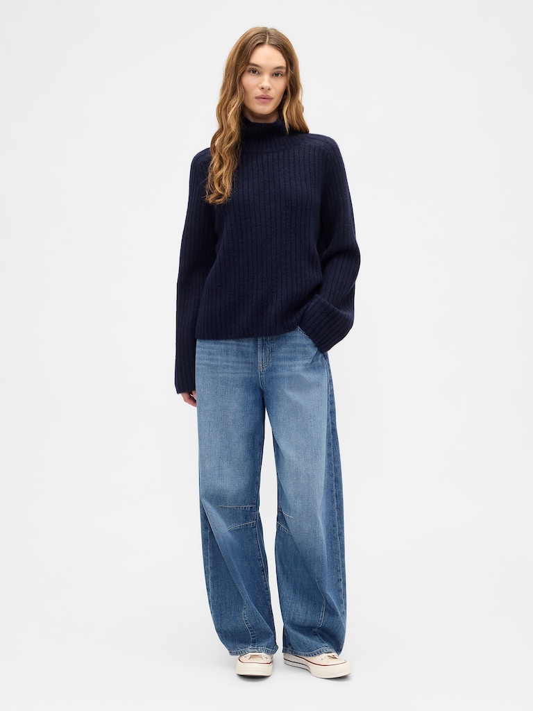 Relaxed Ribbed Mockneck Sweater