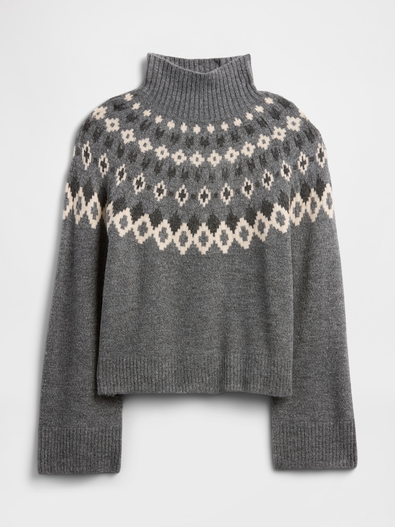 Relaxed Fair Isle Mockneck Sweater