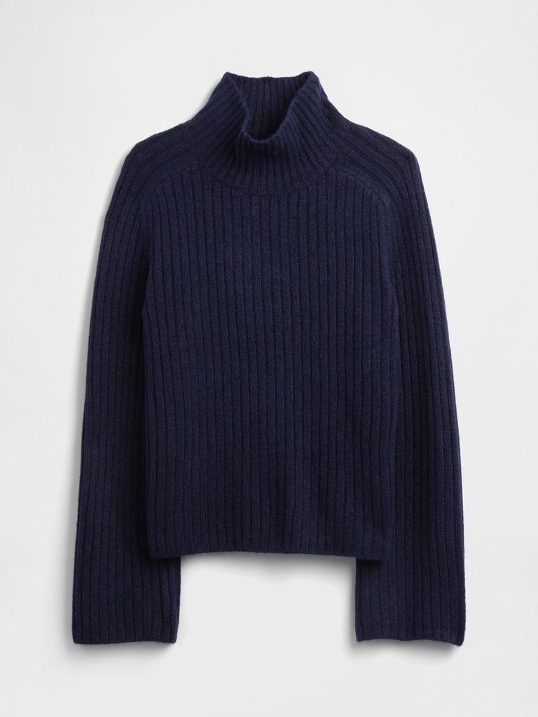 Relaxed Ribbed Mockneck Sweater