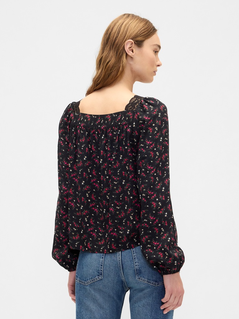 Oversized Lace-Trim Top