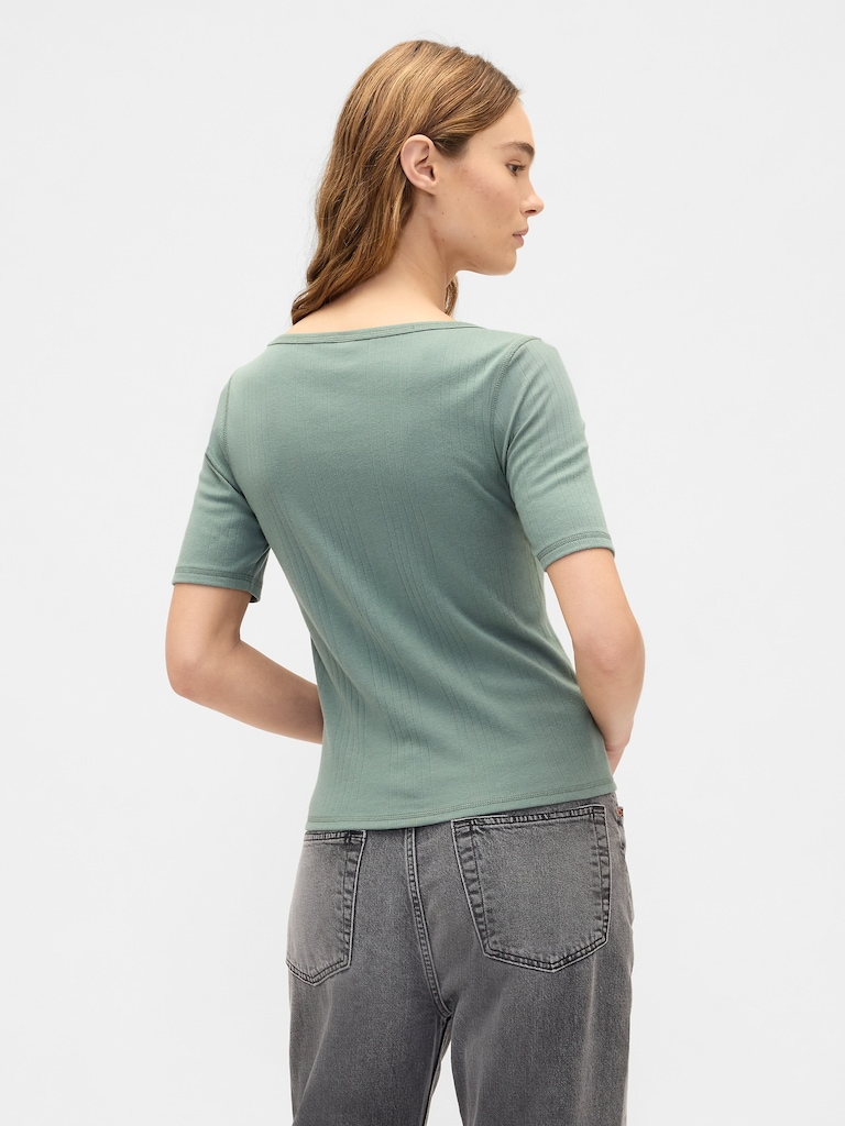 Modern Ribbed Boatneck T-Shirt