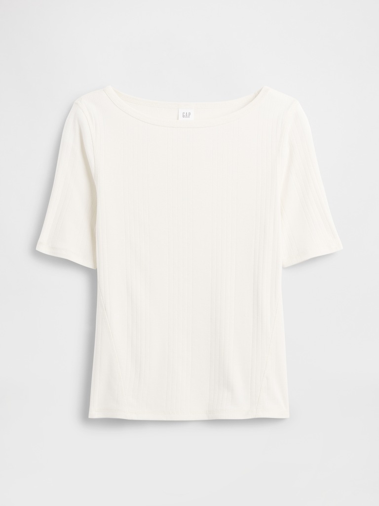 Modern Ribbed Boatneck T-Shirt