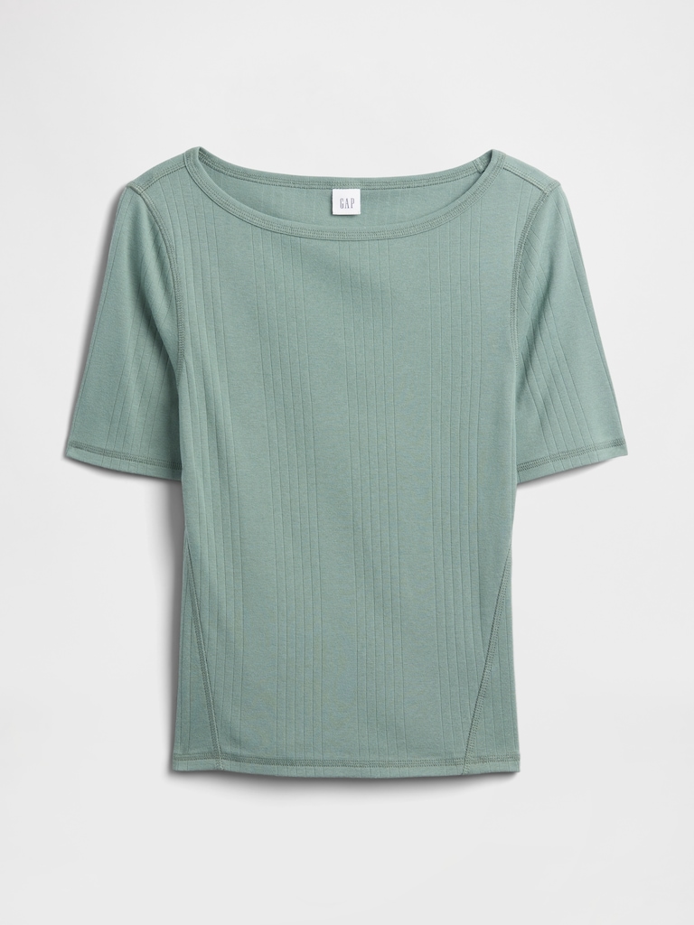 Modern Ribbed Boatneck T-Shirt