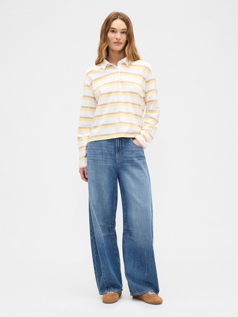 Oversized Stripe Rugby Polo Shirt