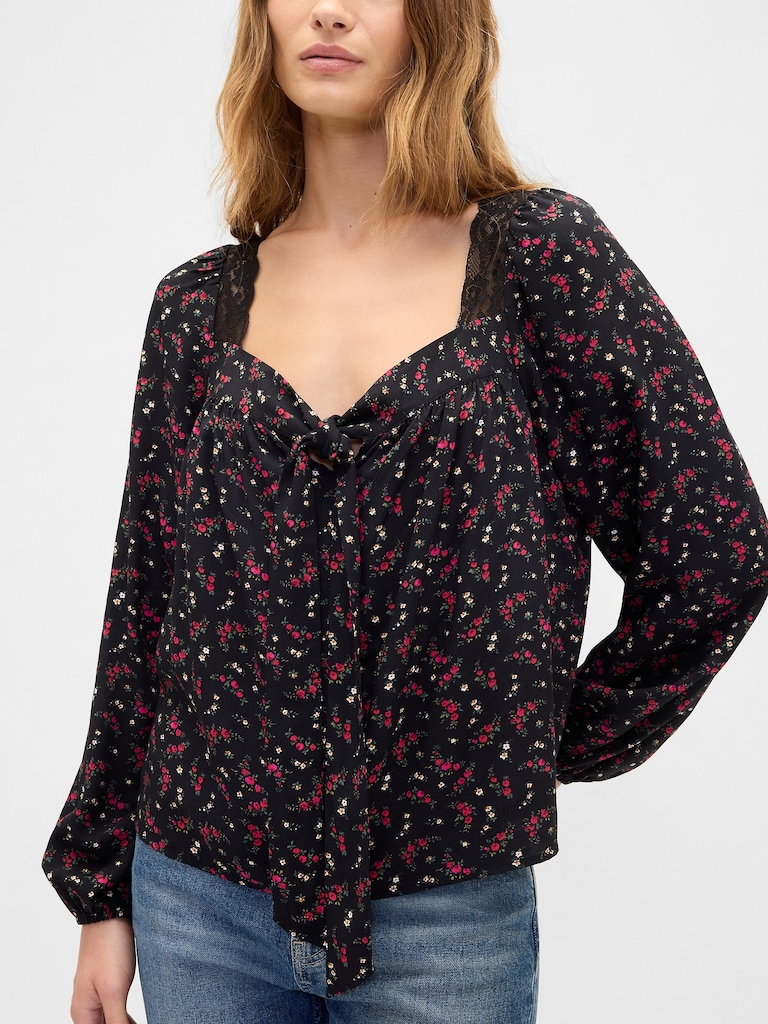 Oversized Lace-Trim Top