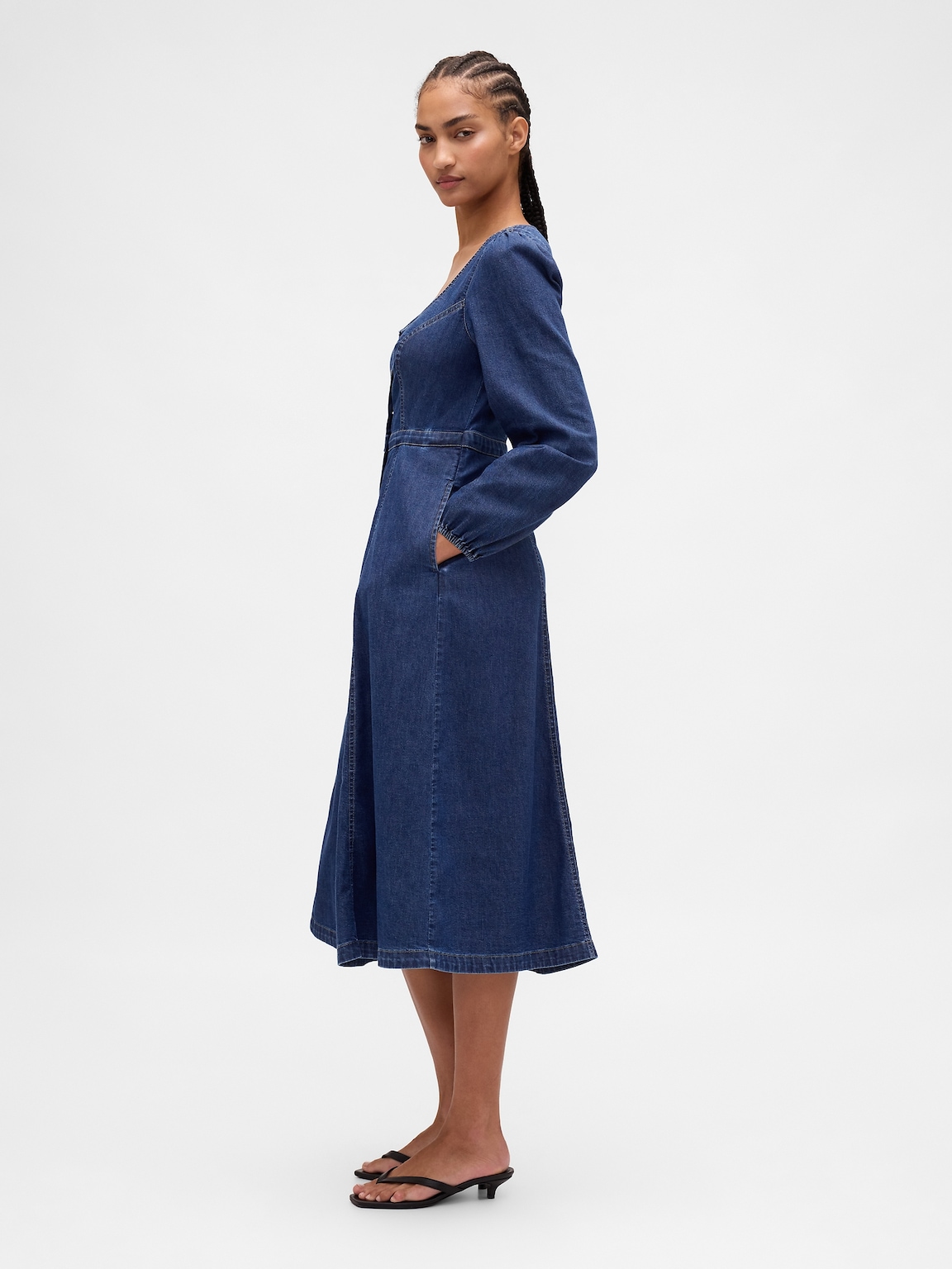 Denim Sweetheart Midi Dress